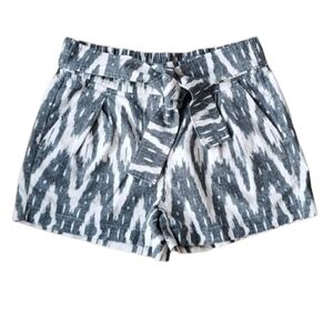 J Crew Ikat Print Tie Waist Linen Blend Pleated Shorts Size 0